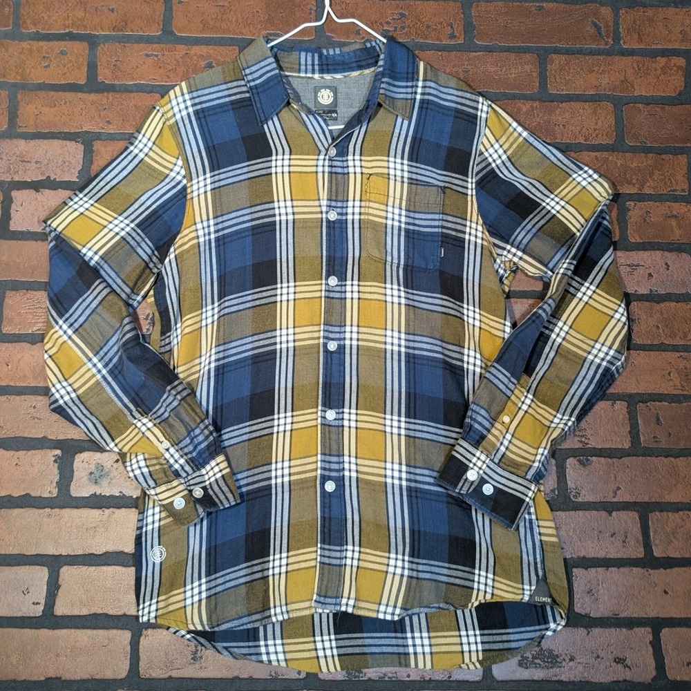 Element Men's M Worn In 100% Cotton Grunge Flannel Shirt Plaid Button Up